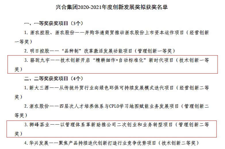 开云体云APP官网入口多个项目荣获兴合集团2020-2021年度创新发展奖